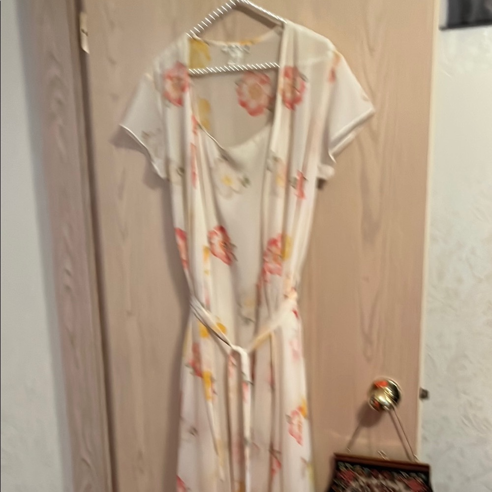 Floral Print Women's Robe & Slip